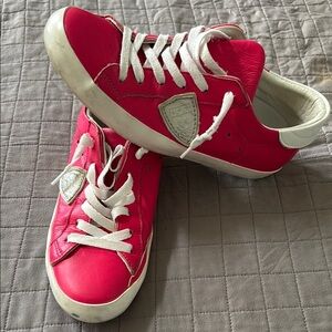 Philippe Model women’s hot pink Sneakers with silverAccents